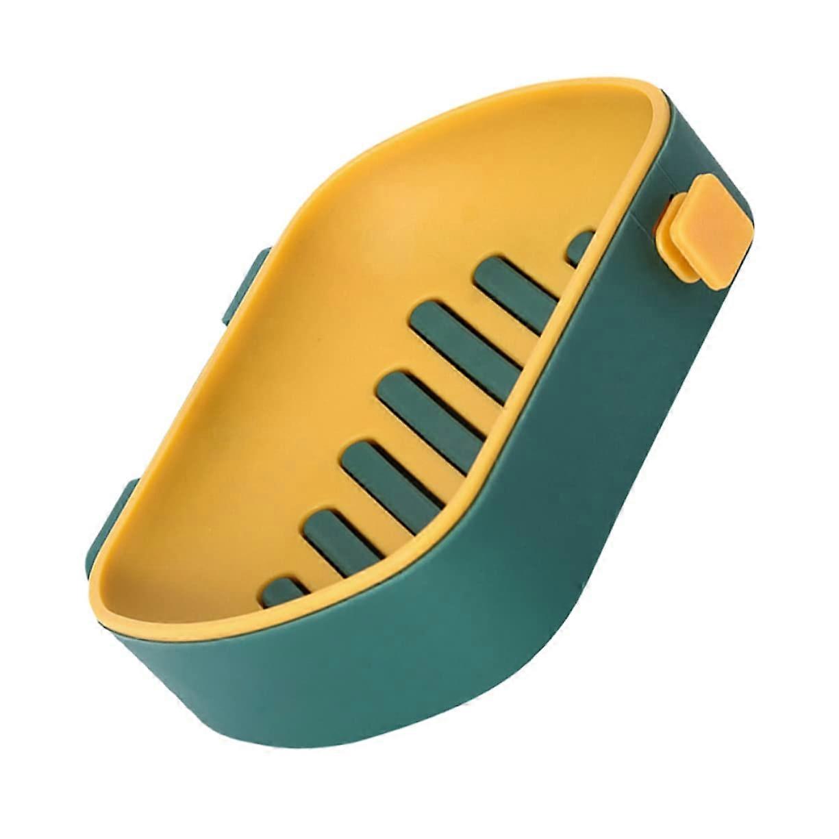 Wall Mounted Double Layer Soap Dish with Drain, Adhesive Space Saving Holder for Kitchen Bathroom