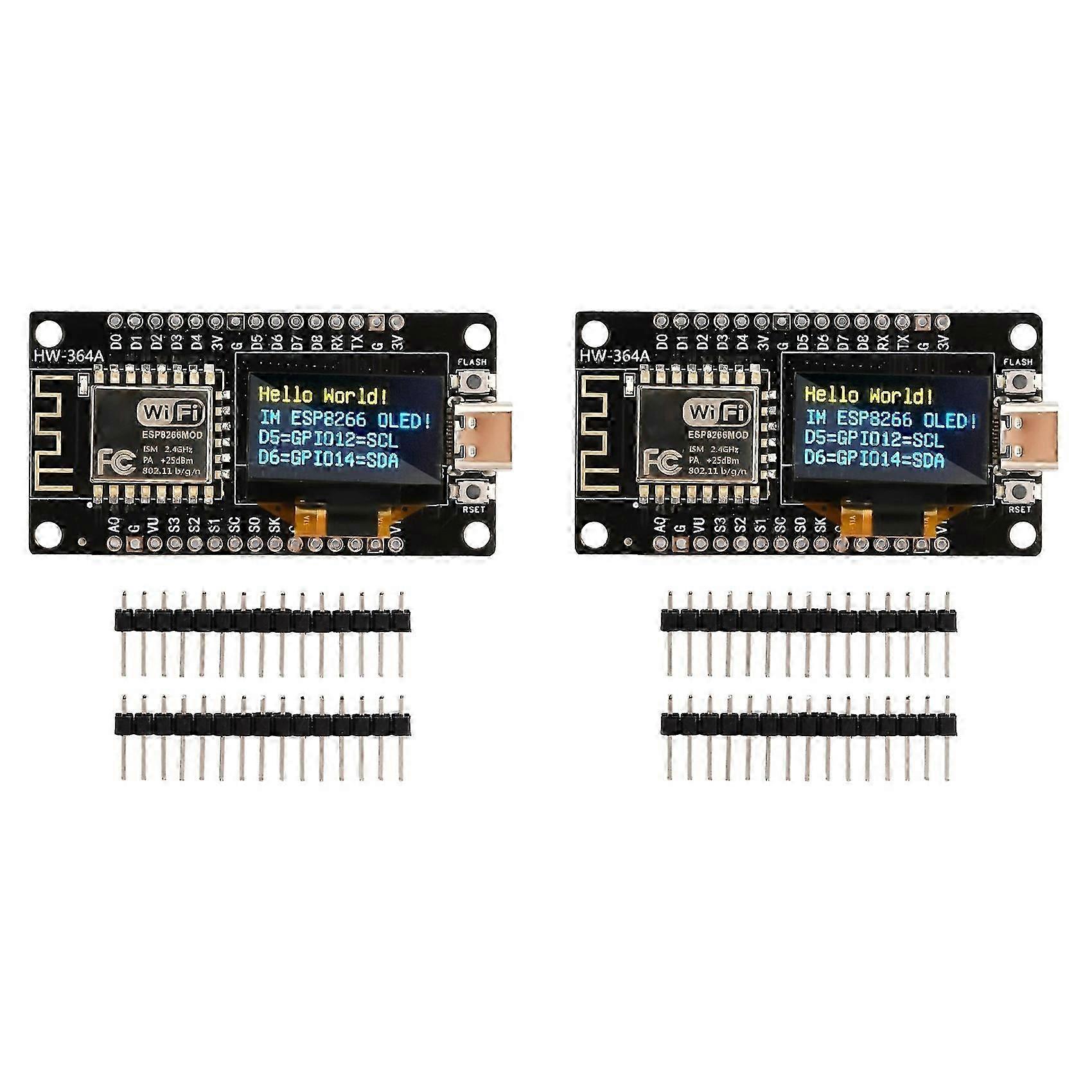 2X Nodemcu ESP8266 Development Board Serial Wifi Module CH340G with 0.96 OLED Screen for Arduino/Micropython ESP8266(A)