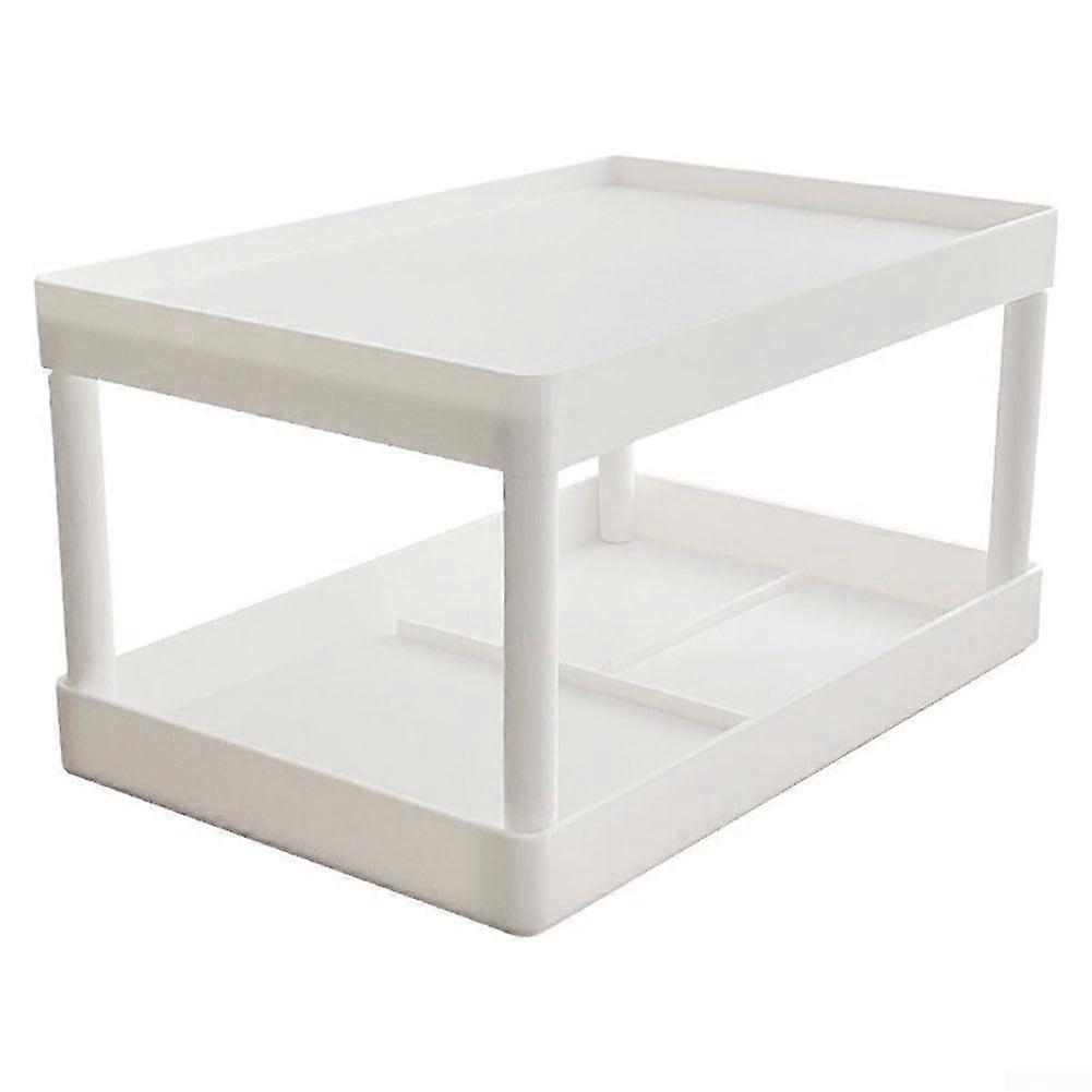 Double Layer Desktop Organizer with Detachable Shelf for Office Dorm White SpaceSaving Storage Rack