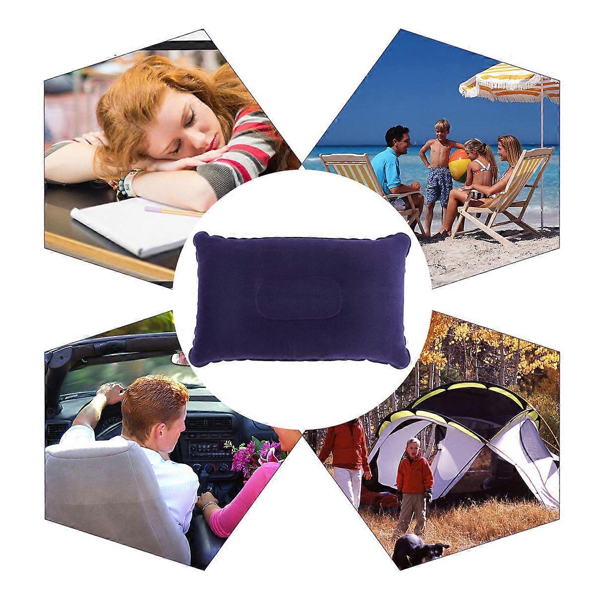 Camping Pillow 2Pcs for Resting Use Lightweight PVC Flocking Inflatable Neck Cushion