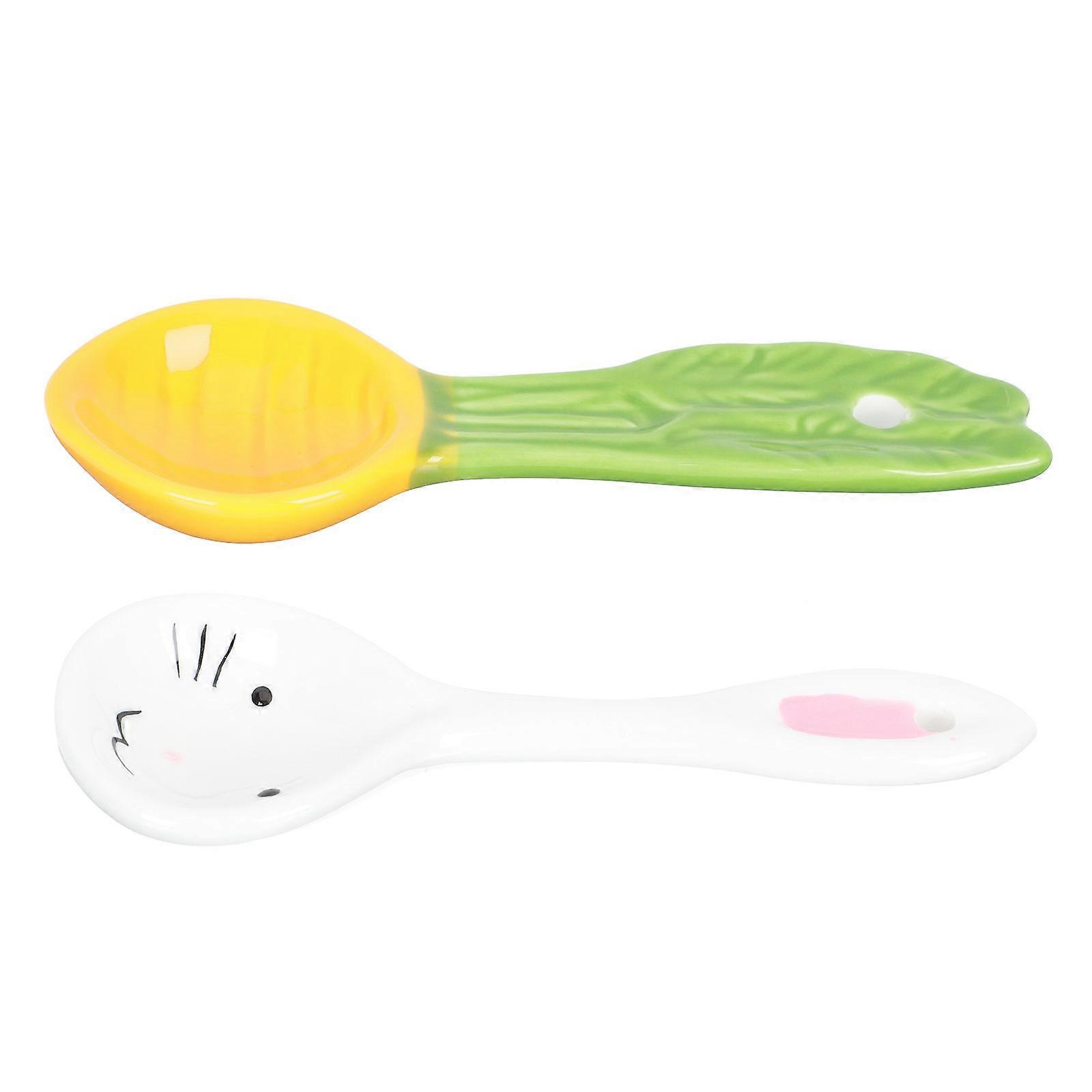 Rice Spoon Ceramic Spoon for Kids Eating 2Pcs Kitchen Use