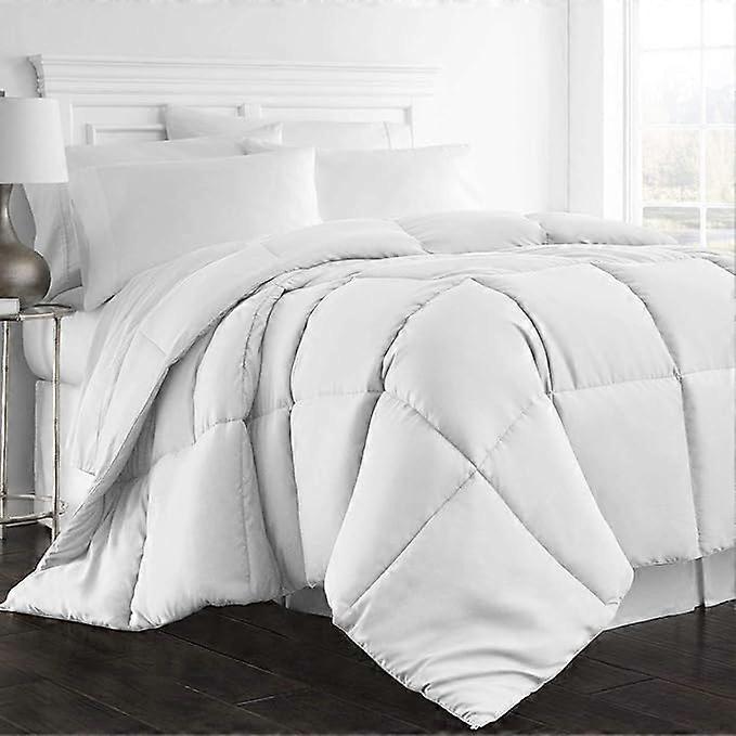 Palatial King Comforter 120x98 White Quilted Duvet Insert with Corner Tabs for Oversized Bed Coverage