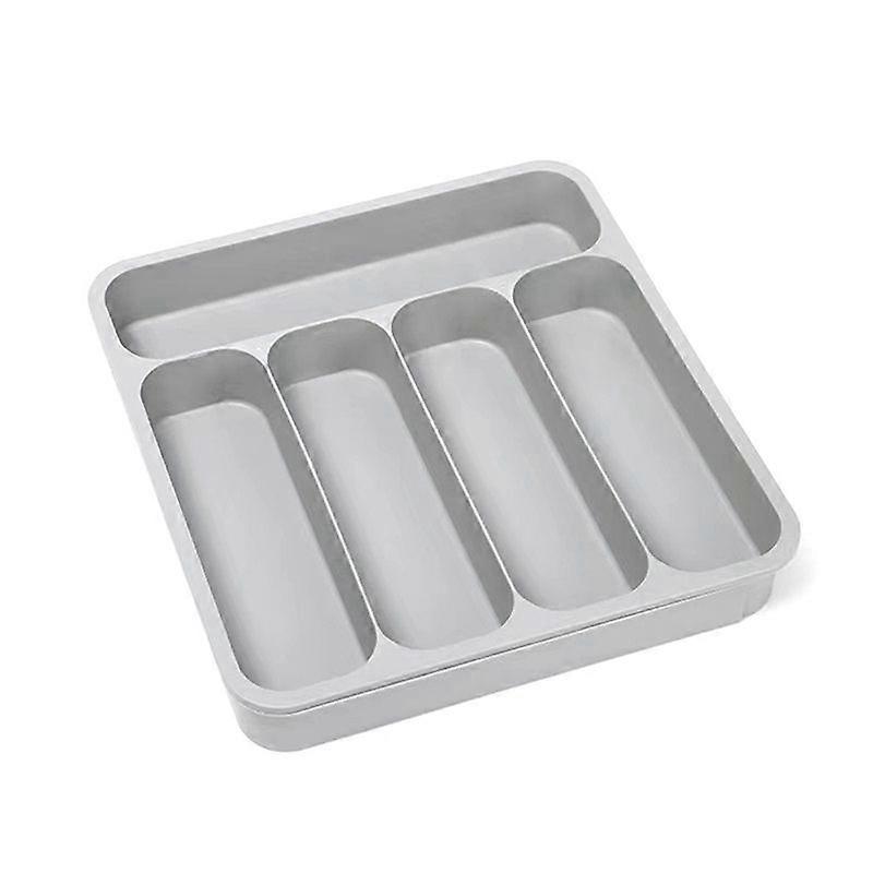 Plastic Cutlery Tray for Drawer, Organizer for Kitchen, 5-Compartment