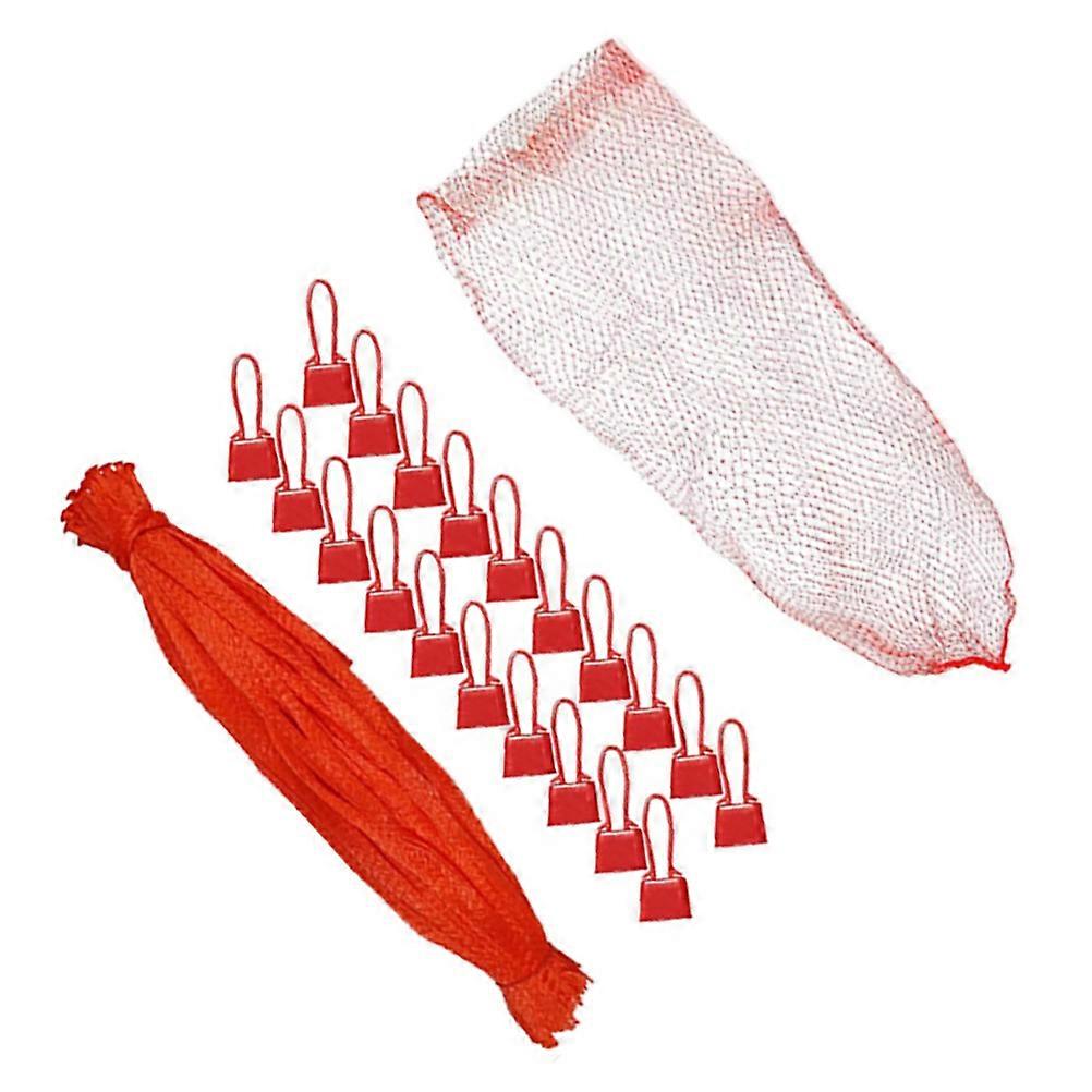 Vegetable Bag Plastic Woven Bag for Storage 100Pcs Red Fruit Bundle Pocket