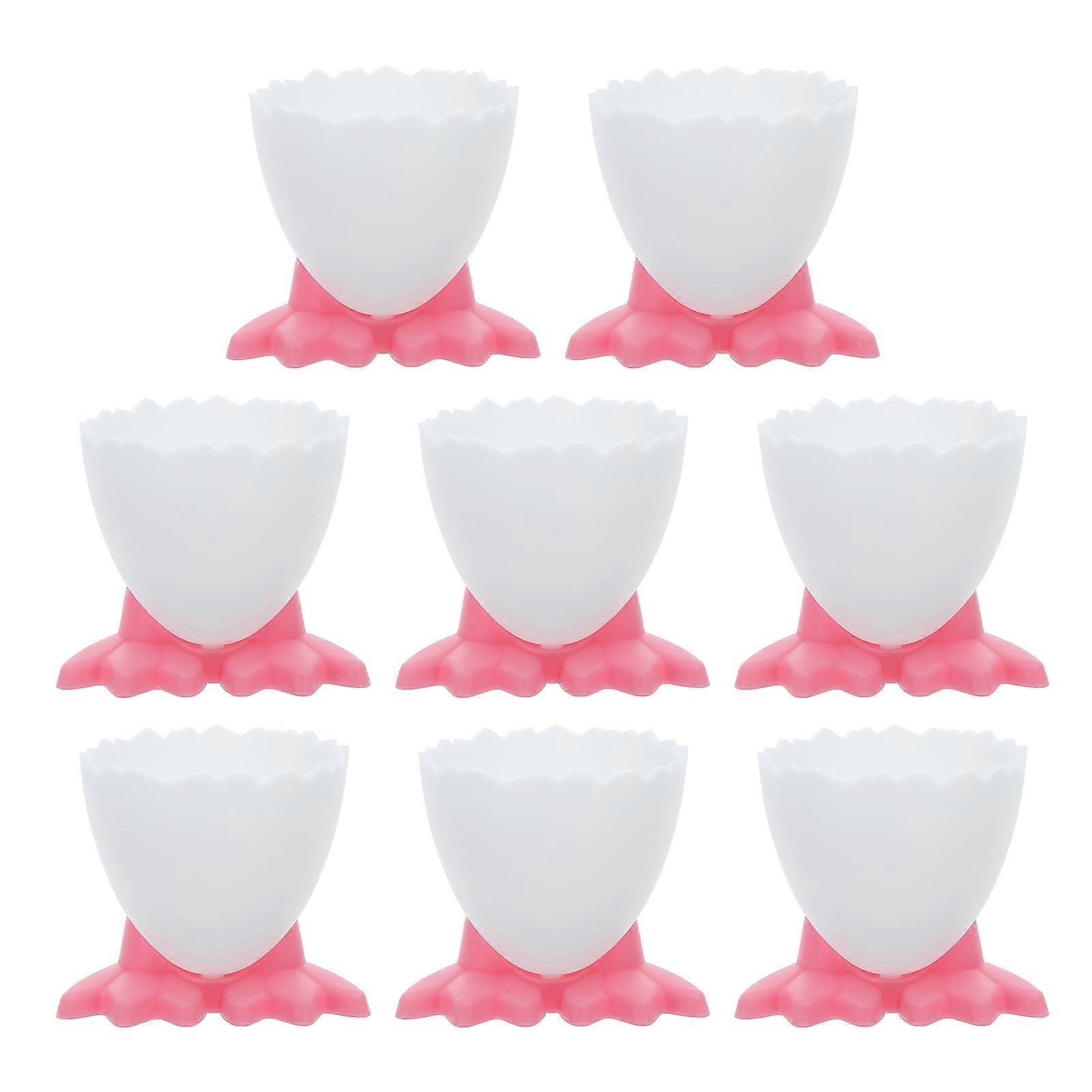 Children's Tableware Egg Cups for Fun Breakfast 8Pcs Pink Foot-Shaped Design