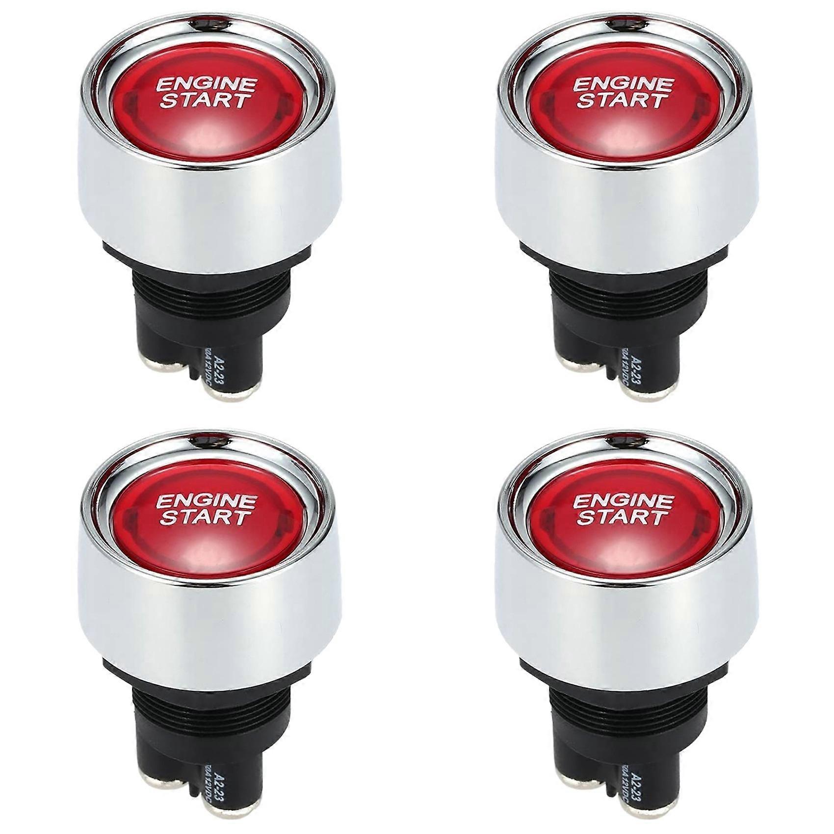 4X Engine Button Car DC 12V 24V Red Car Start Engine Button Light Switch Button Start Ignition Switch for Racing-Red