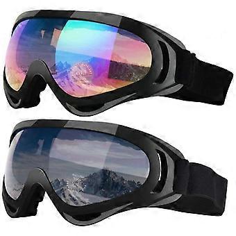 Skibrillen, Zweierpack, Snowboardbrillen, geeignet für Kinder, Jungen und Mädchen, Jugendliche, Männer und Frauen, mit UV400-Schutz, winddicht und abriebfest