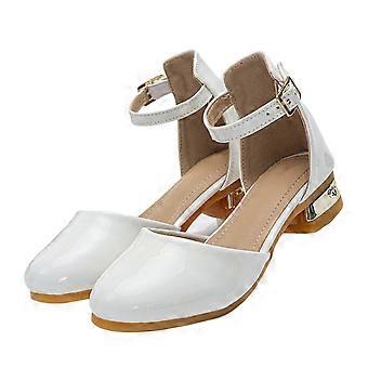 Escarpins à talons hauts pour filles, style demoiselle d'honneur, avec joli nœud, bout fermé, boucles réglables, blancs, 15-16 ans
