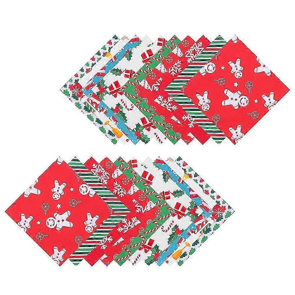 Christmas Cotton Patchwork Fabric for DIY Use 20Pcs Assorted Color Bundle