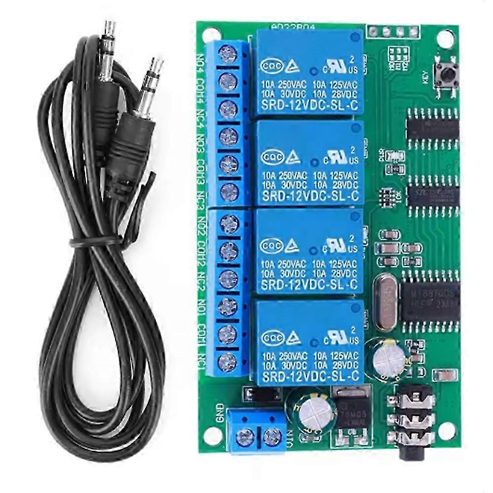 AD22B04 4 Channel DTMF Audio Controller Decoder Relay DC 12V Non-Locking/Self-Locking/Interlocking/ LBL