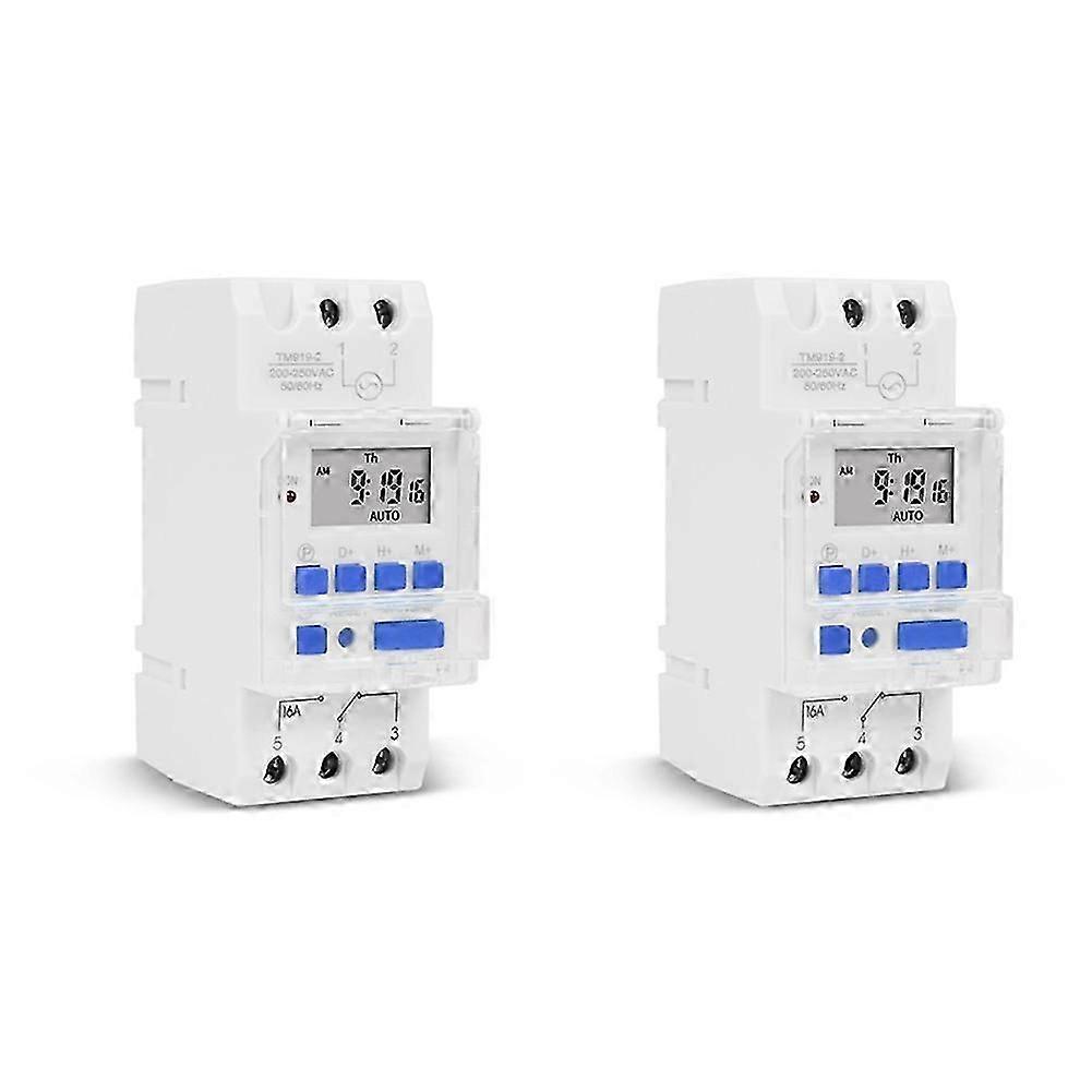 2X SINOTIMER TM919A-2 Programmable Digital Time Switch Relay Timer Control AC 220V 16A Din Rail Mount