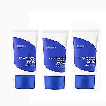 3PCS Gel solar acuoso con ácido hialurónico, protector solar de verano, Crema solar natural con ácido hialurónico SPF50+ PA++++ 50ml, Esencia de agua facial hidratante profunda