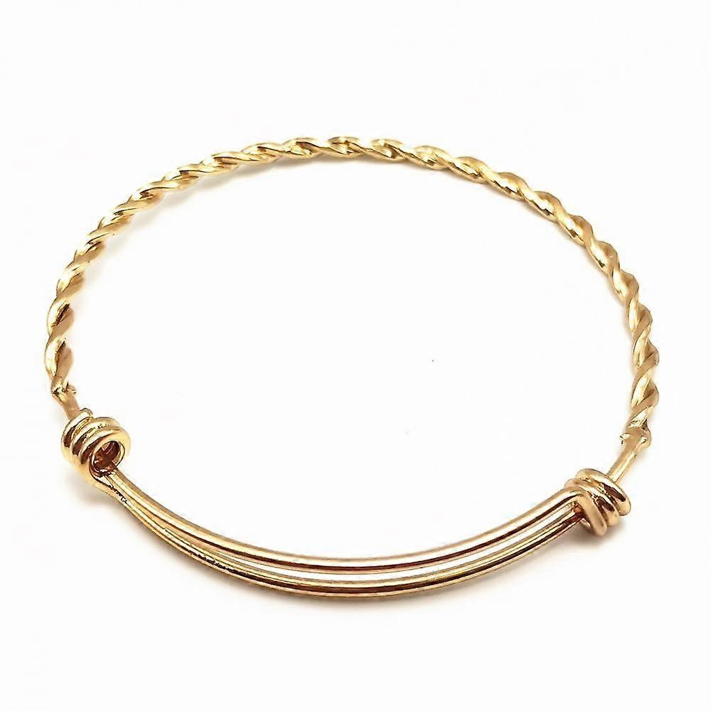 Flat twisted steel wire push-pull adjustable bracelet Gold