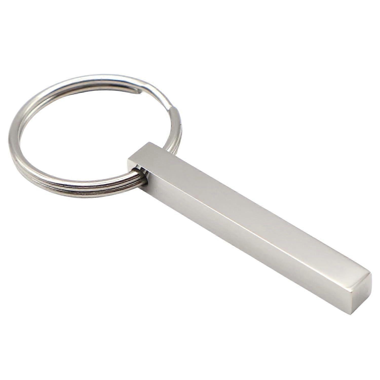 New stainless steel rectangular keychain/key chain/backpack charm with engraving available.
