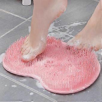 Silicone Shower Foot and Back Scrubber, Wall Mounted with Suction Cups, Exfoliating Massage Bath Mat, Grey, 30 x 23 x 5 cm