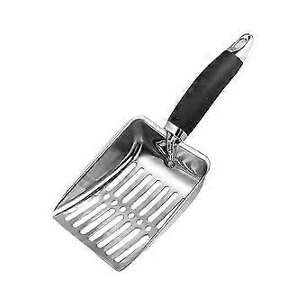 Stainless steel cat litter scoop with long handle, sturdy metal scoop with deep scoop shape for easy clump removal