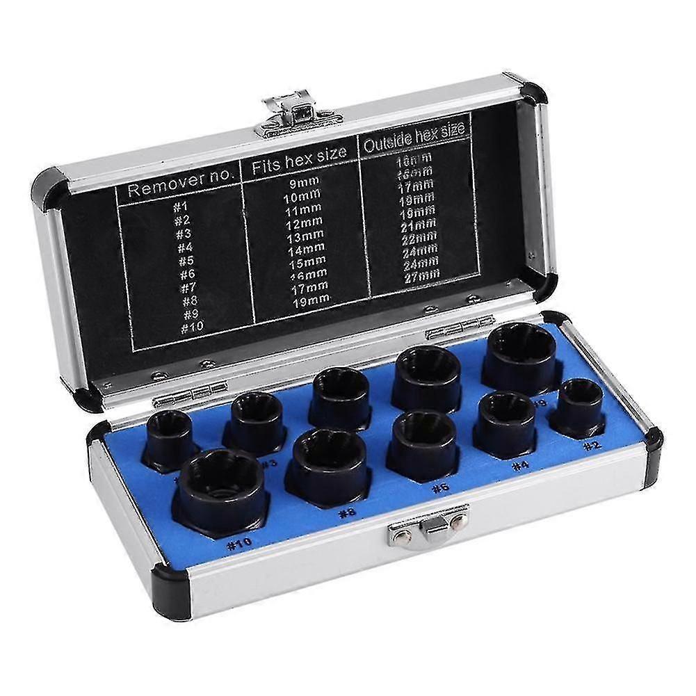 10pcs Dañado Tornillo De tuerca Removedor Extractor Metal Removal Socket Tool Set