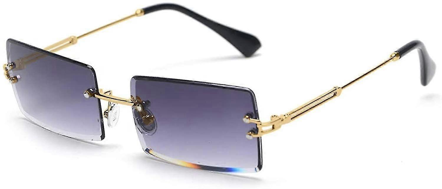 Ultralight Metal Frame Gradient Rimless Rectangle SunglassesGrey