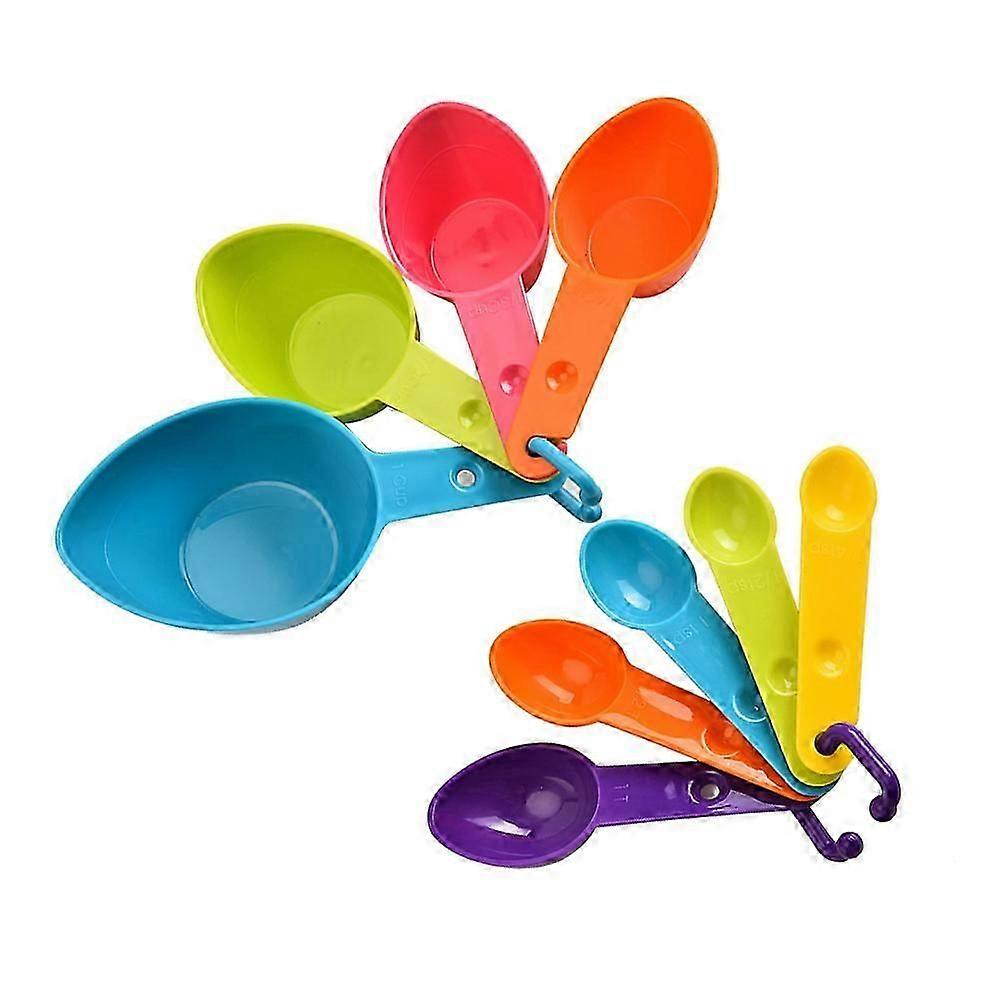 Plastic Measuring Spoons Set Colorful Kitchen Cup Nesting Tools for Baking 9Pcs