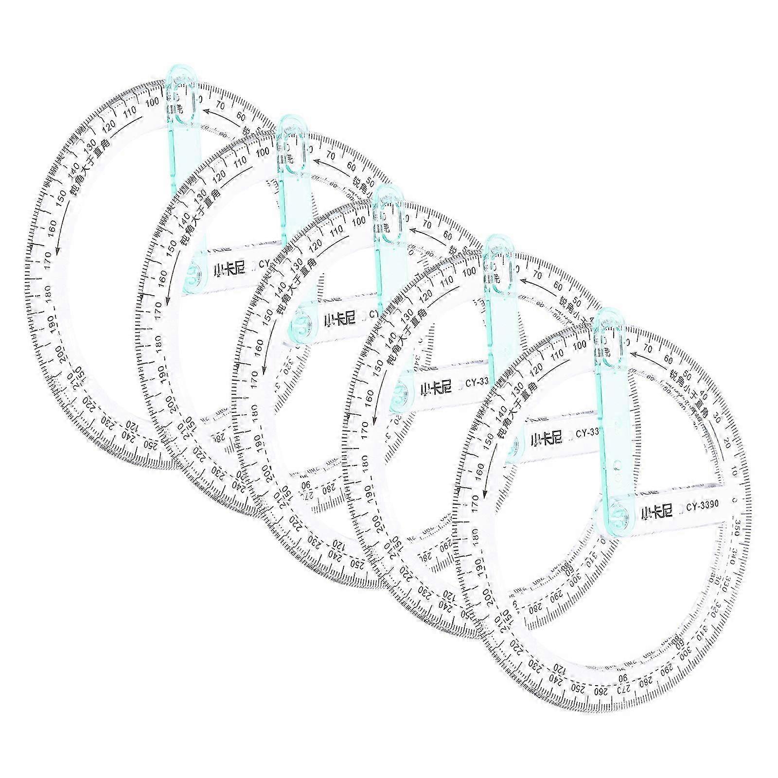 5pcs Measure Protractor Circle Protractor Students Plastic Protractor Round Protractor Tool