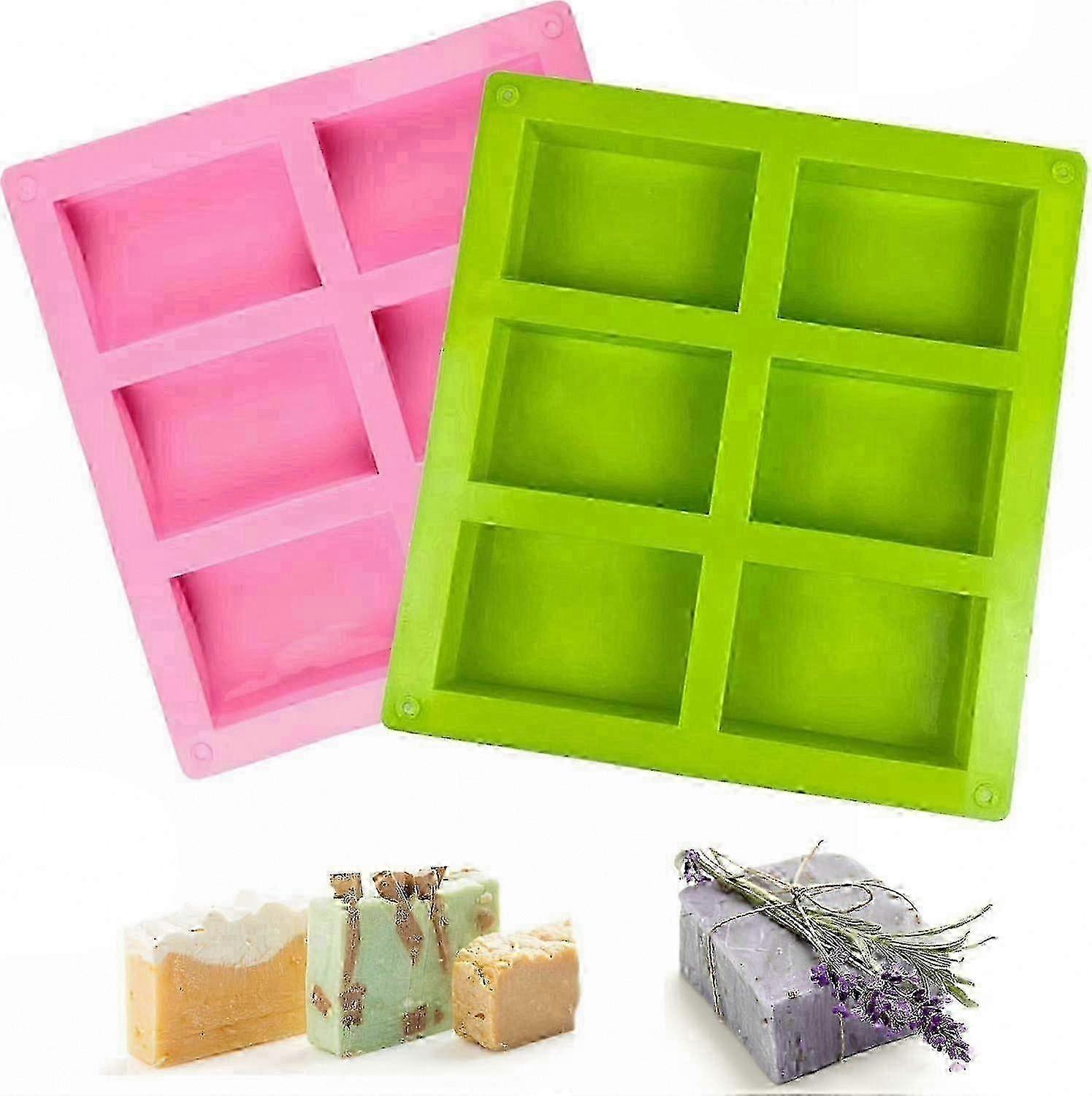 2-Pack Silicone Rectangular Molds for Soap Making, DIY Crafting, and Baking