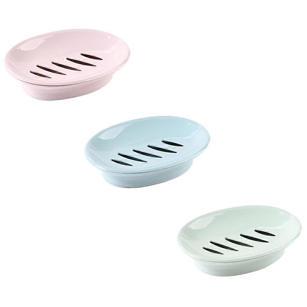 Plastic Soap Dish Oval Shape for Soap Holder Draining Dish Blue