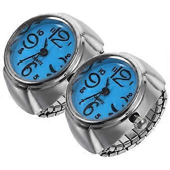 Neuheit Uhren Finger Wear Quarz Uhren Zeitanzeige Blau 2Pcs