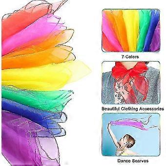 Pañuelos de baile, Pañuelo de malabares de baile para niños 60 X 60cm, Seda cuadrada multicolor