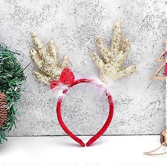 Lantejoulas de floco de neve aros antler cabelo bandas natalinas headband bells cocar adorável headwear dourado
