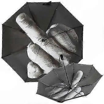 3-Fold Windproof Sun and Rain Umbrella with Cool Middle Finger Up Design