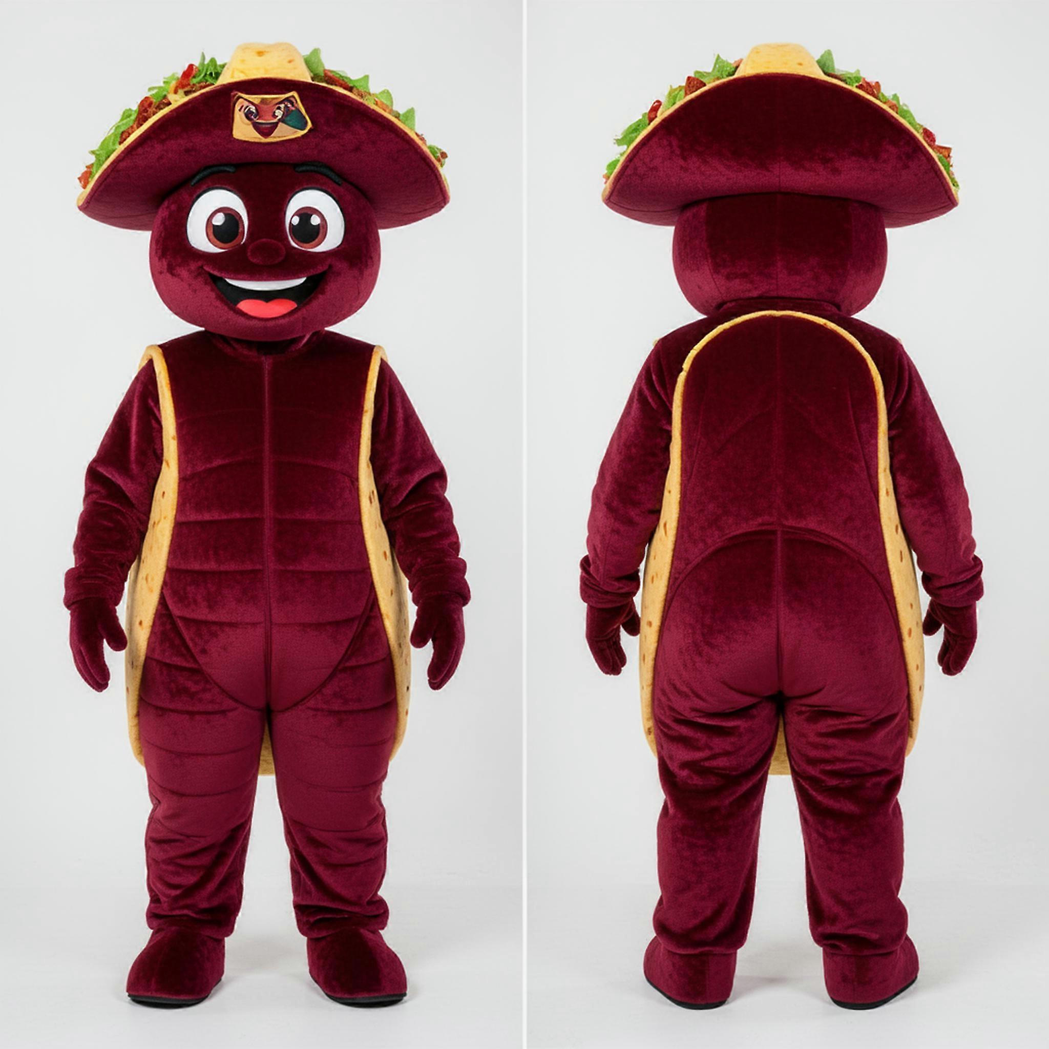 MASTICOT Maroon Padded Cartoon Enchiladas Mascot