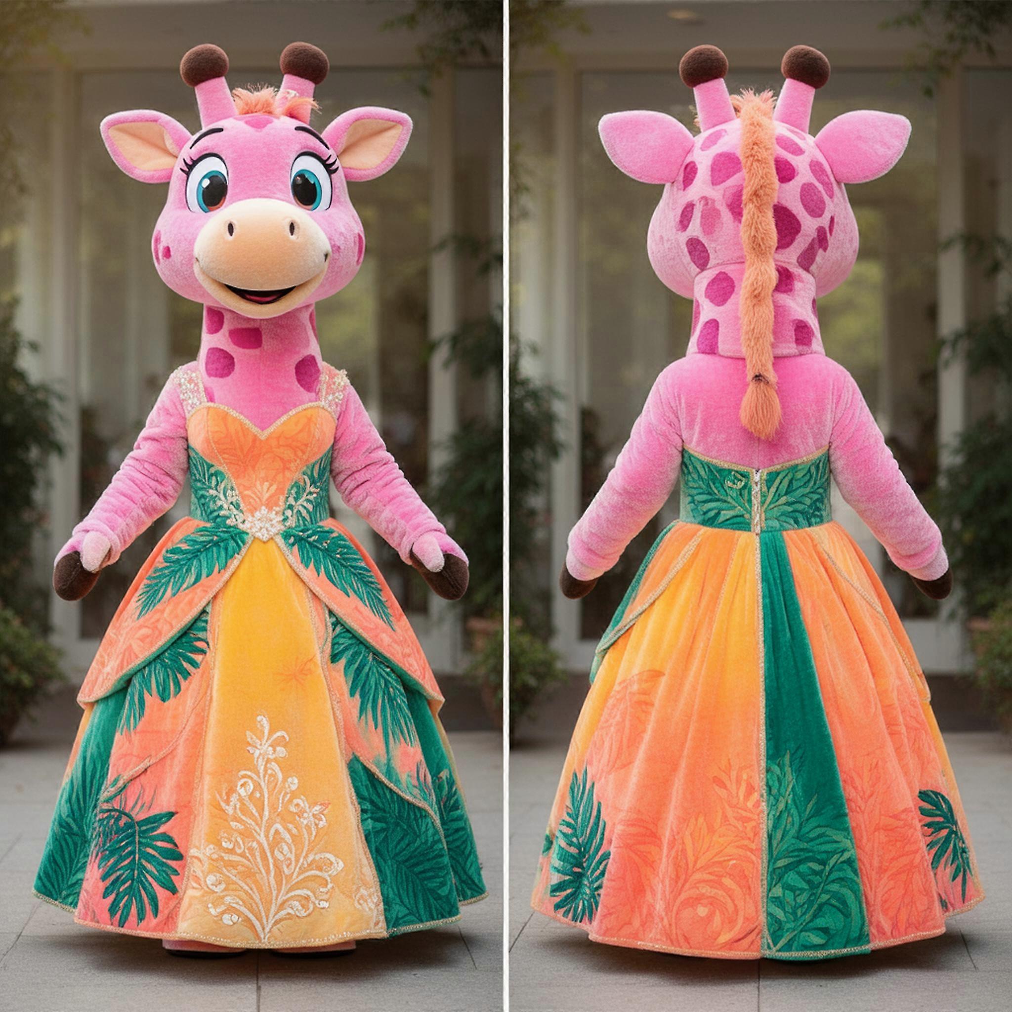 MASTICOT Pink Velvety Giraffe Mascot
