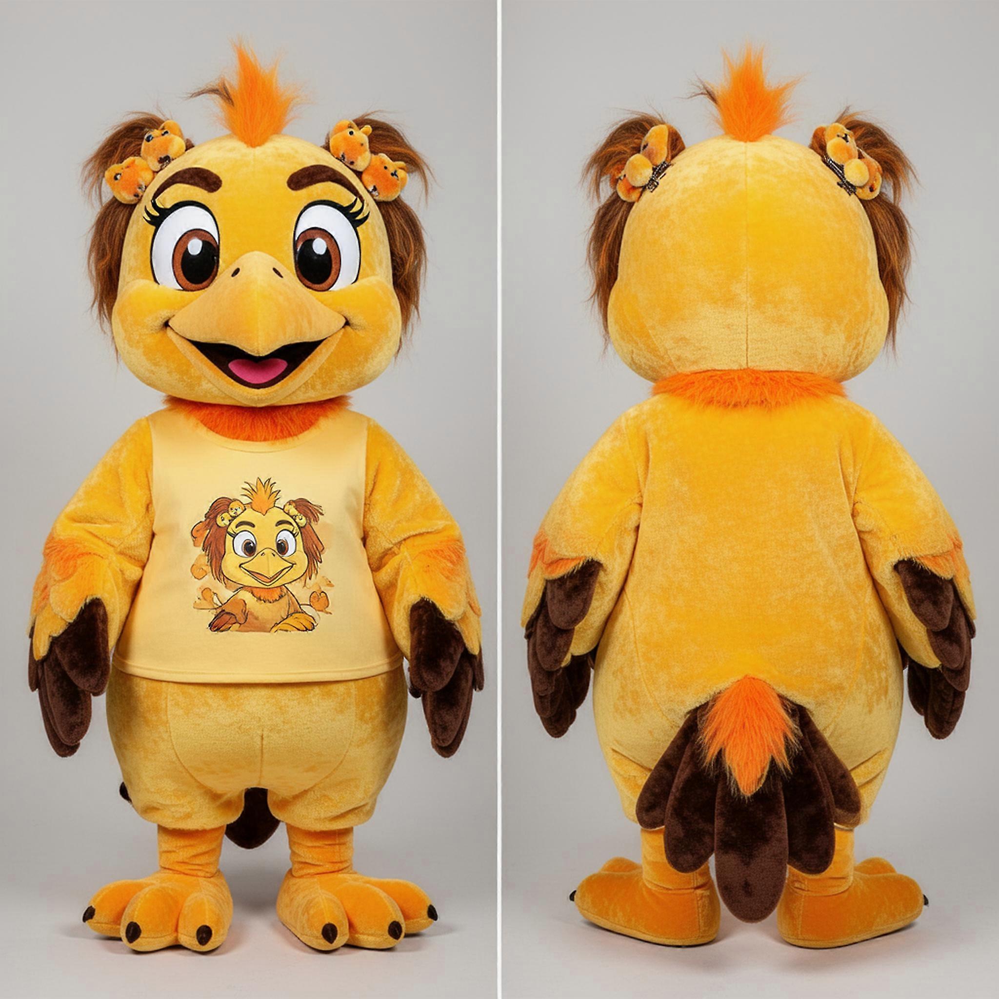 MASTICOT Golden Fluffy Crow Mascot