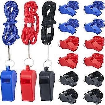 24 PCs Plastic Sports Whistles Loud Crisp Sound Whistle Referee Emergency Outdoor Activities Basketball with Lanyard 17.5x50.5mm