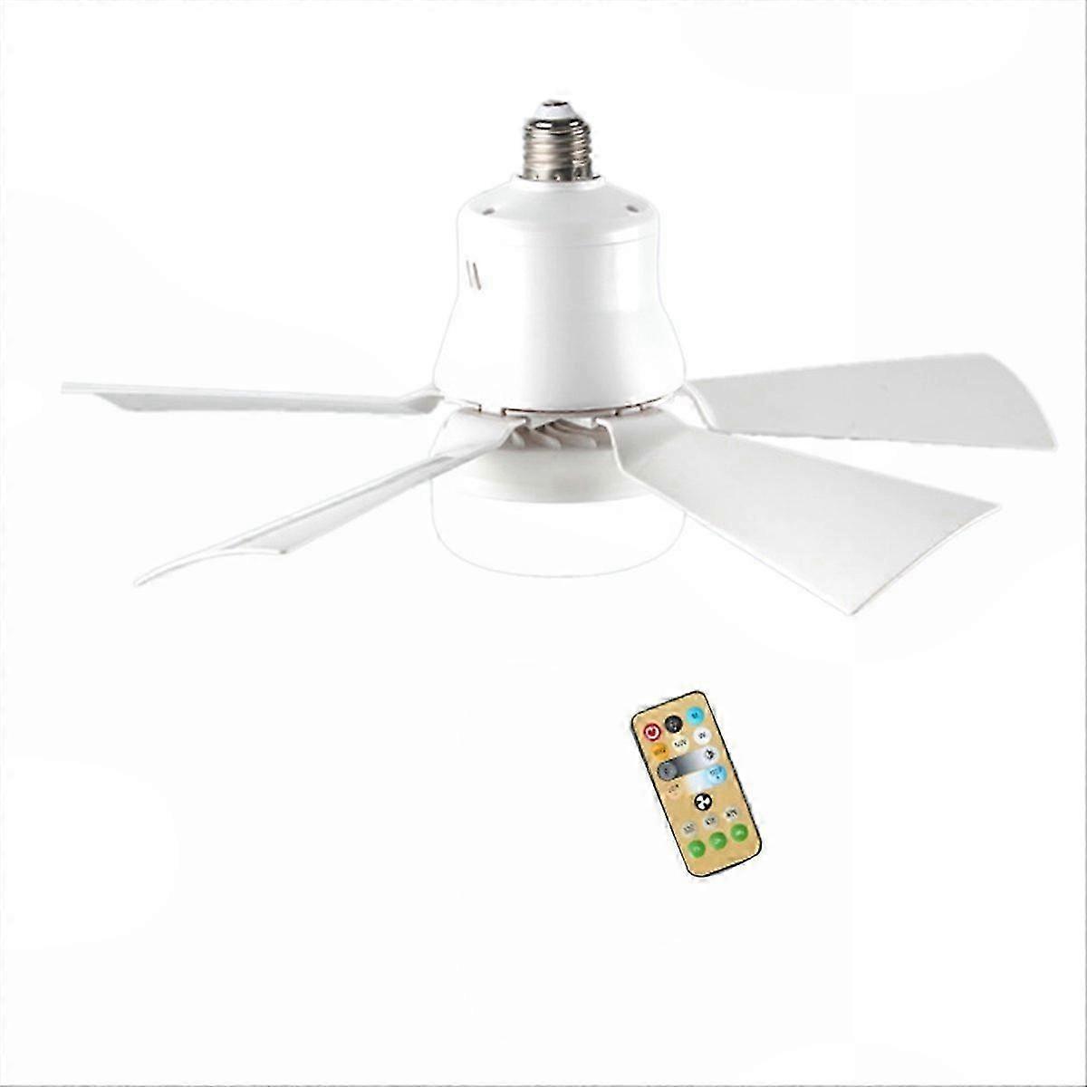 White Socket Fan Light with 5m Remote Control Range, E27 40w