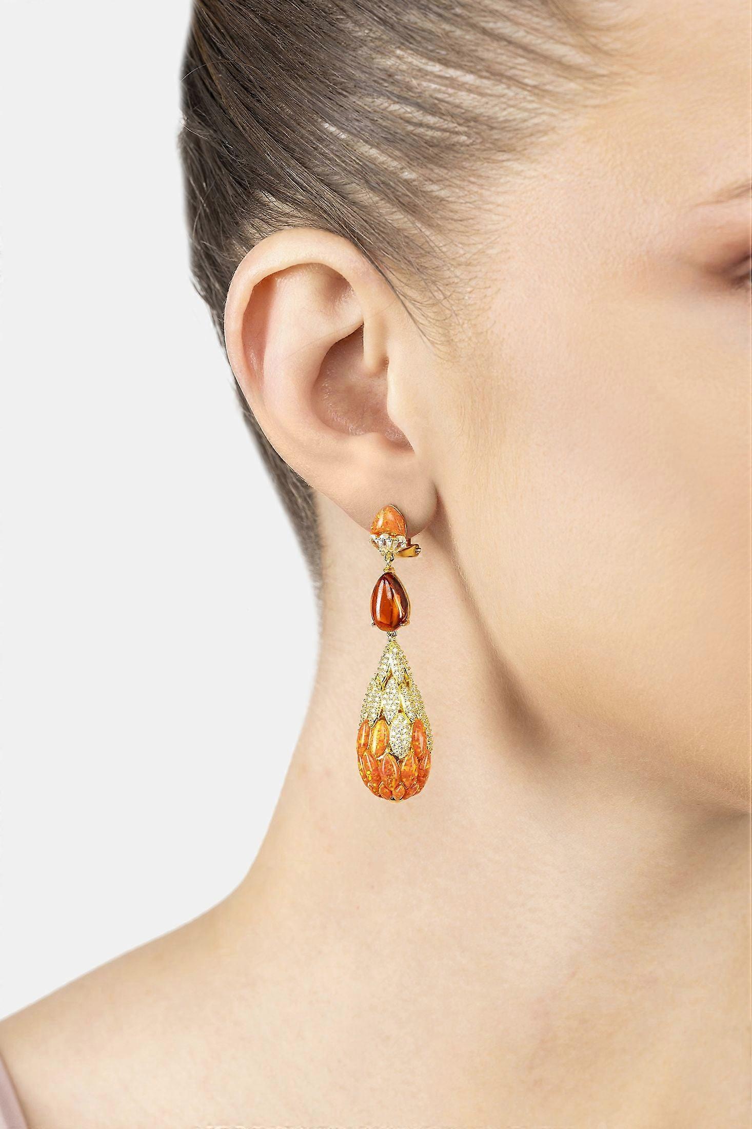 Carmen Fire Opal Drop Earrings Gold