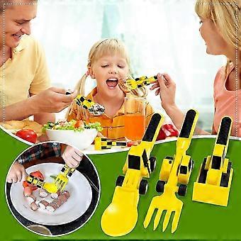 Children's Creative Building Theme Fork Spoon Excavator Bulldozer Children's Toy Tableware Excellent-inst