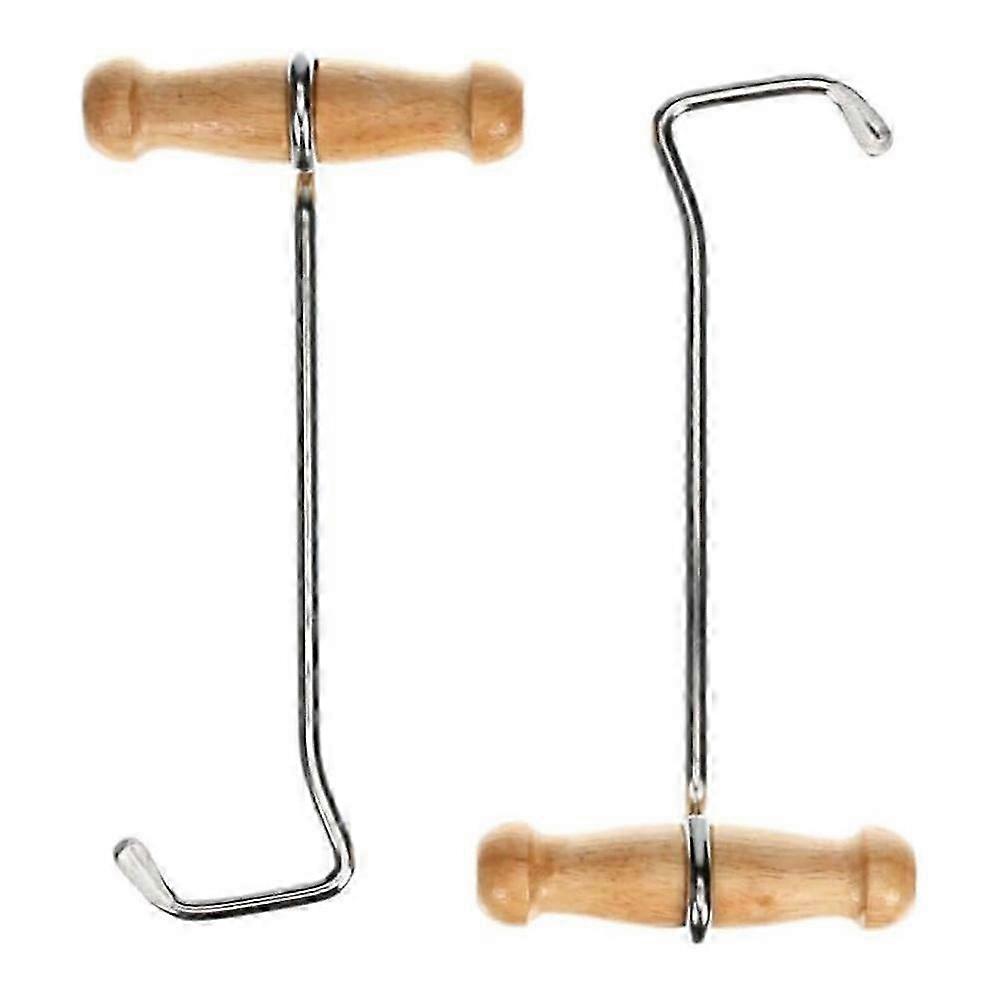 2pack Boot Hooks and Puller for Cowboy Boots, Wood Handles, Boot Pulls with Handle