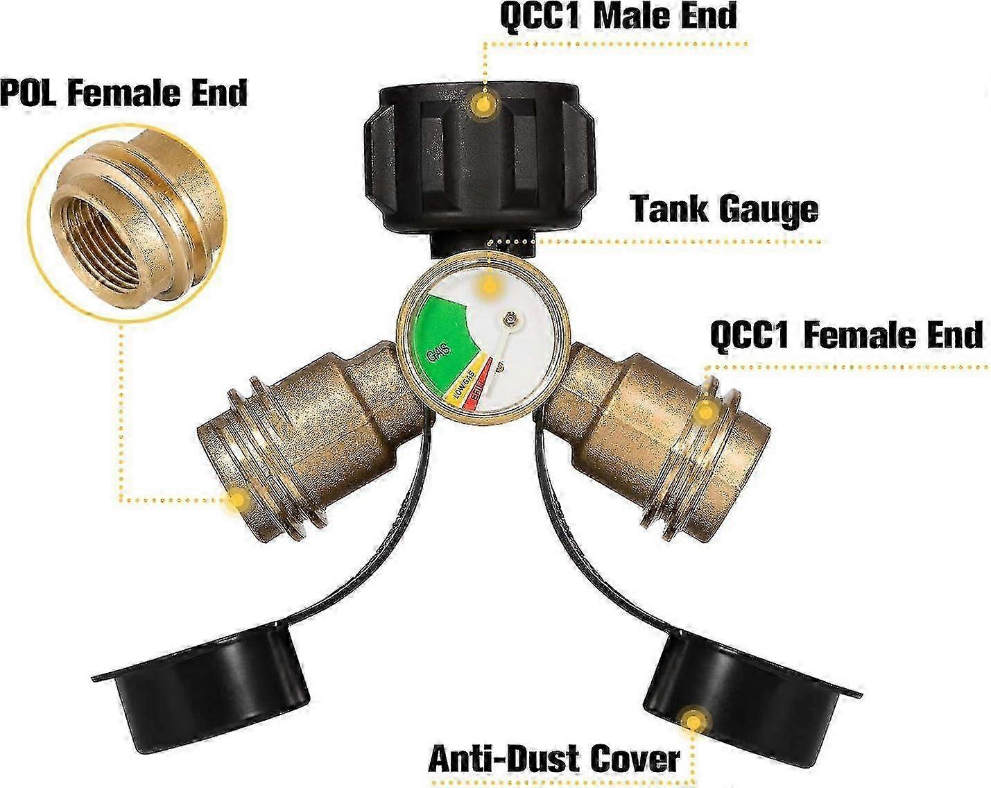 Brass Propane Y Splitter with Level Gauge