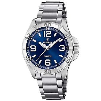 Festina kellot kvartsi analoginen mies katsella ruostumattomasta teräksestä rannekoru F20434/2