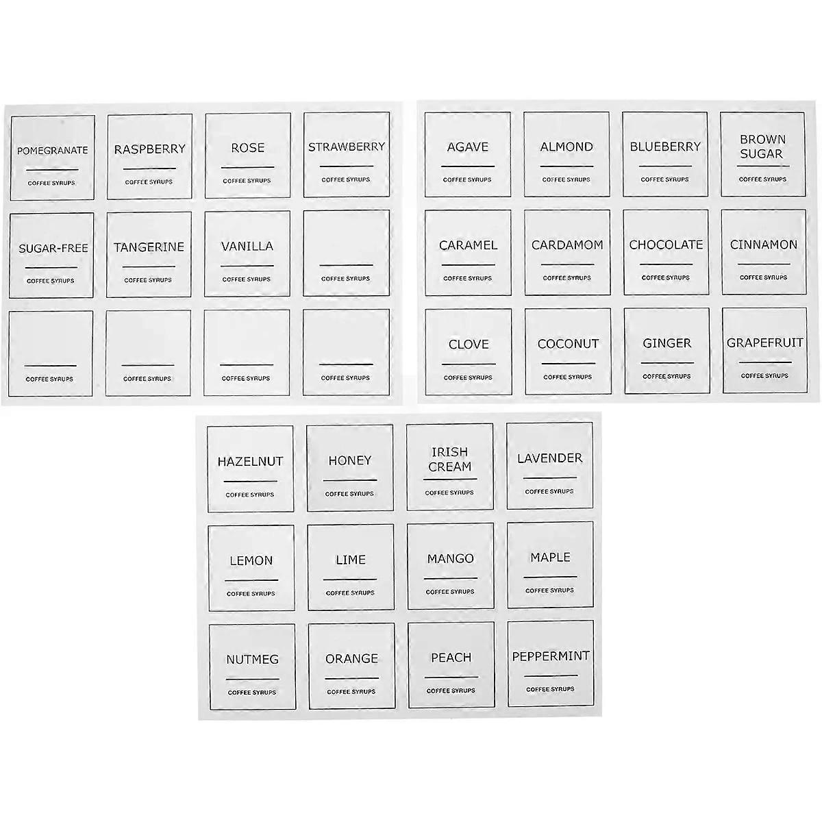 3 Sheets Coffee Labels Writable Plastic Stickers Waterproof for Jars
