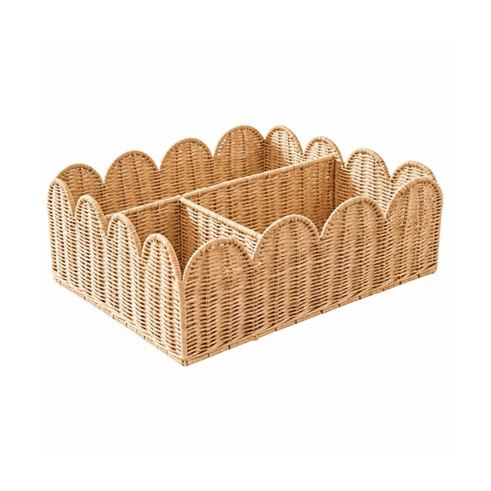 Rectangular Storage Basket Natural Tabletop Woven Container Environmentally