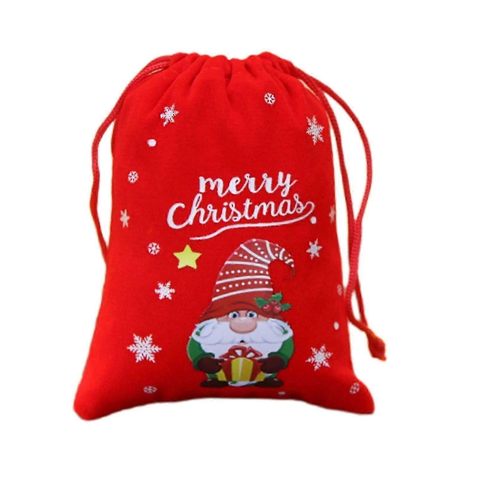 Flannel Snowman Drawstring Bag