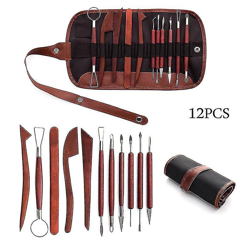 12pcs Polymer Clay Tools Modeling Clay Sculpting Tools Kits For Pottery Sculpture Wooden Dotting Tools