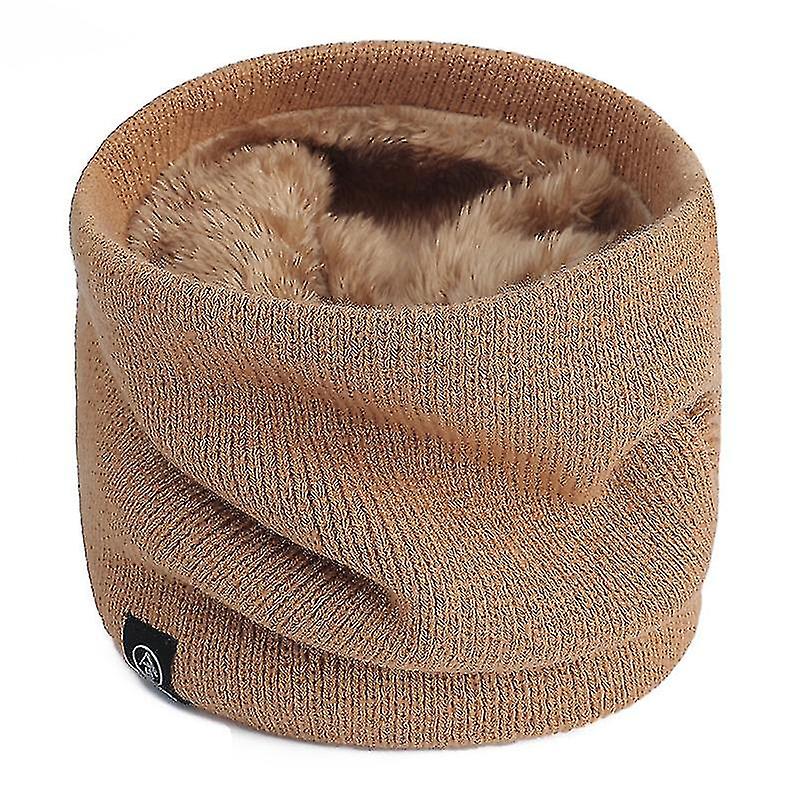 Winter Double-layer Neck Warmer Knit Fleece Lined Circle Loop Scarves