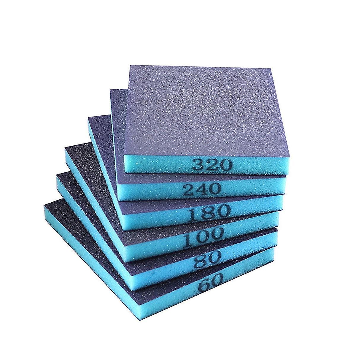 6Pcs Sanding Sponge, 60/80/100/180/240/320 Grit, Double Sided Sanding Block, Wet and Dry Dual Use f