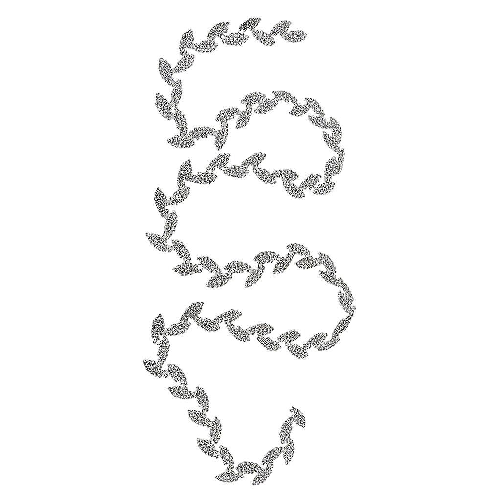 1Yard Leaf Shape Rhinestone Chain Sewing Trims Craft Dress Decor Silver