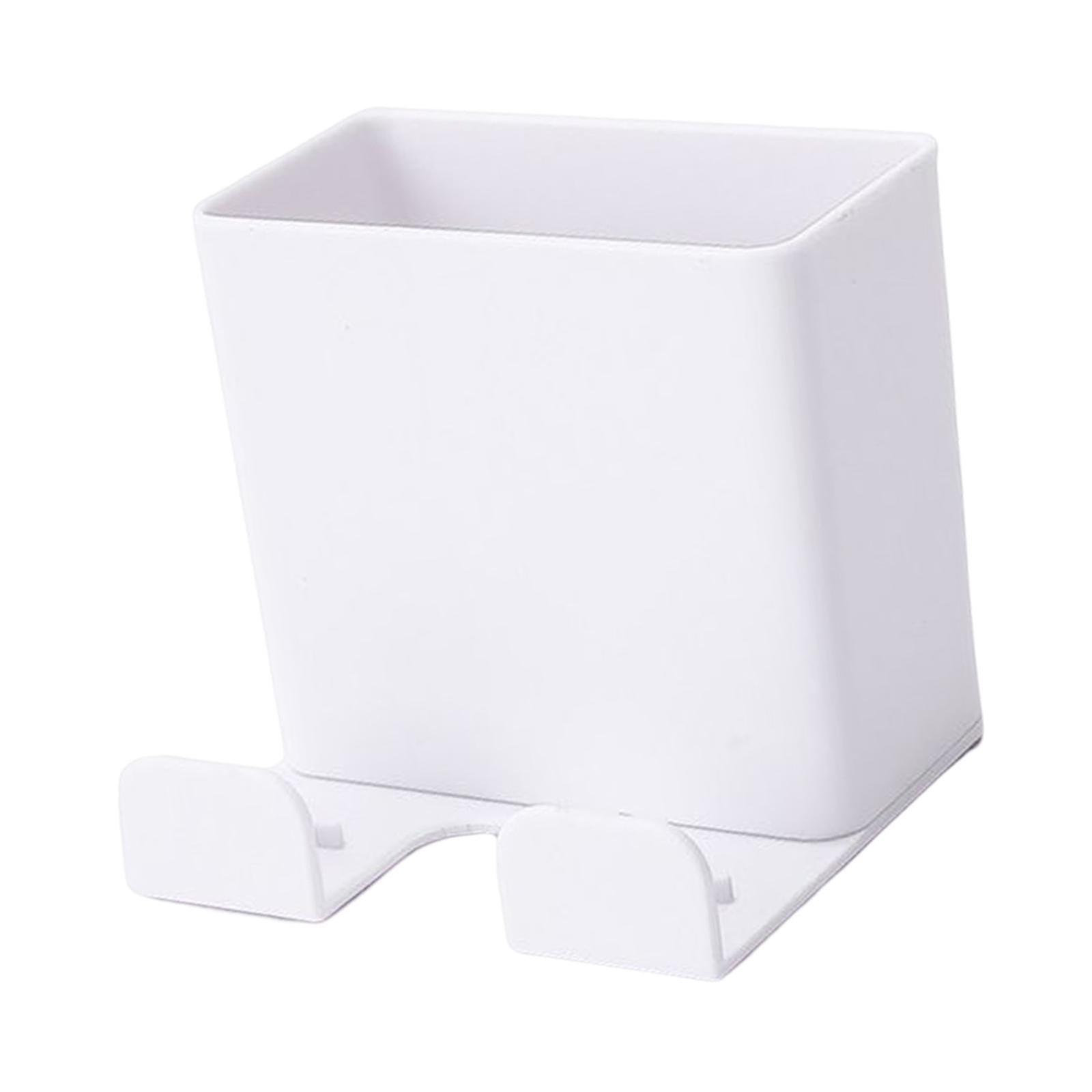 Remote Control Storage Boxes Plug Charging Self Adhesive Shelf for Home white