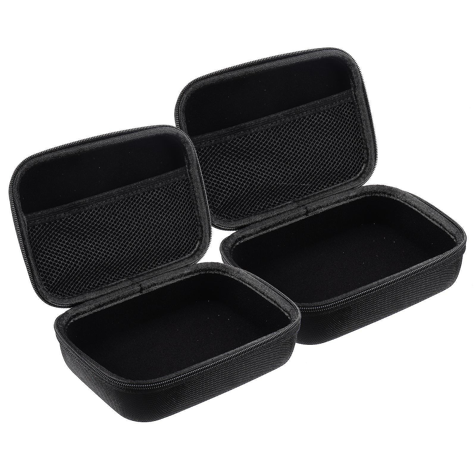 2pcs Black Earbuds Storage Bag Rectangle Earphone Case Lens Storage Container
