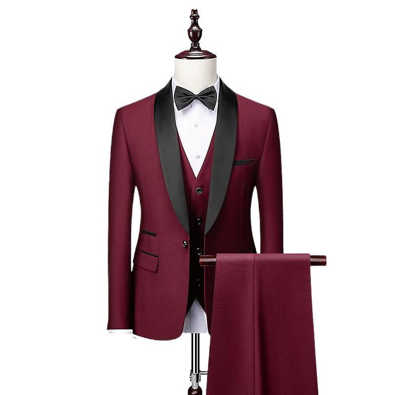 Upgrade Your Business Attire With Our Slim Fit Three-piece Suit Set: Classic Notch Lapel, High Quality, Comfortable, Breathable, Perfect For Weddings